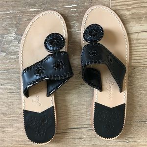 Jack Rogers Jacks Flat Classic Sandal Black Patent